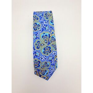 Tommy Hilfiger Mens Blue Paisley Floral Silk Blend Necktie 3 Inch Width